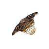 alt= "Bohemian gold Statement Cocktail Ring with signature Adrienne Reid branding and crystal detailing"